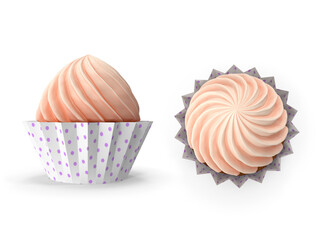 cup cake with cream on transparent background