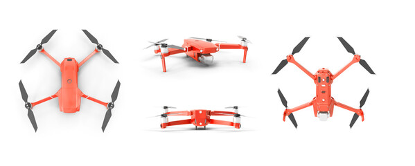 drone with gimbal mounted camera on transparent background