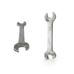 old rusty wrench  on transparent background