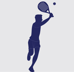 Male Tennis padel Player Icon Illustration. Paddle Sport Vector Graphic Symbol Clip Art. Sketch blue Sign young man is padel tennis player jump to the ball good looking for posts and poster video