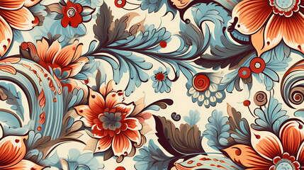 Seamless pattern llustration Abstract Flowers