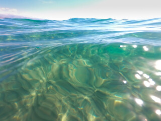 Background of pure water. Skyline. Seascape.