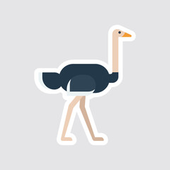 Cute ostrich sticker vector illustration. Simple cute ostrich stickers illustration for kids.
