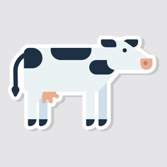 Cute cow sticker vector illustration. Simple cute cow stickers illustration for kids.