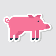 Cute pig sticker vector illustration. Simple cute pig stickers illustration for kids.