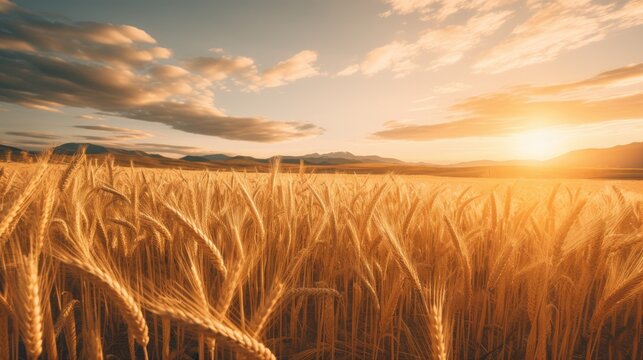 Field of golden wheat, AI generated Image