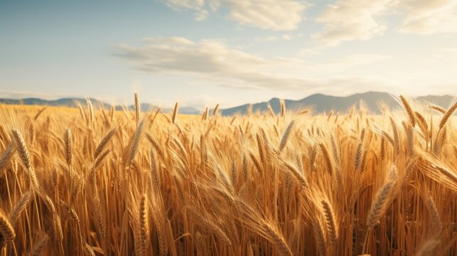 Field of golden wheat, AI generated Image