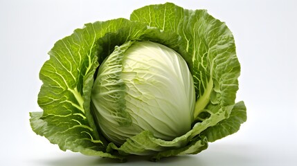 Fototapeta premium ordinary green cabbage on a white background