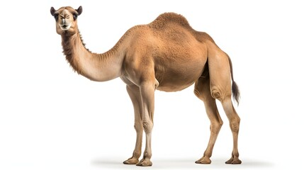 camel standing on a white background close up