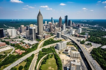 Fototapeta na wymiar A stunning aerial shot of Atlanta's skyline in Georgia, USA. Generative AI