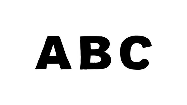 ABC letters big forming cartoon animation black on white. Hand drawn alphabet letters bold educational style for children. Good for education movies, presentation, learning alphabet, etc...