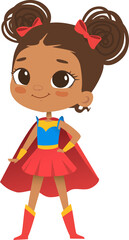 Cartoon vector illustration of Superheroe Cute Girl, isolated on white background. Perfect for party, invitations, web, mascot.