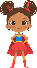 Cartoon vector illustration of Superheroe Cute Girl, isolated on white background. Perfect for party, invitations, web, mascot.
