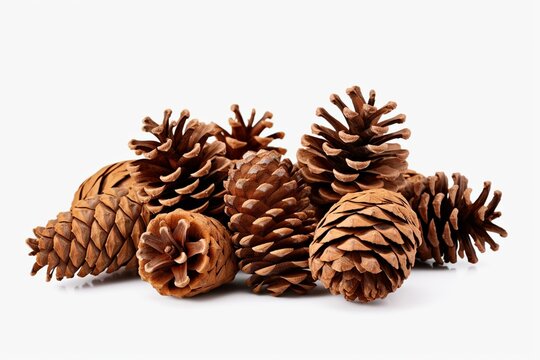 Transparent background png file with dried coniferous pine cones. Generative AI