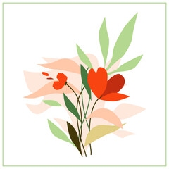 quadratische Postkarte mit Blumen