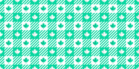 Canadian vector seamless patterns. Green maple leaves on white background. Best for textile, wallpapers, decoration, wrapping paper, package and web design.