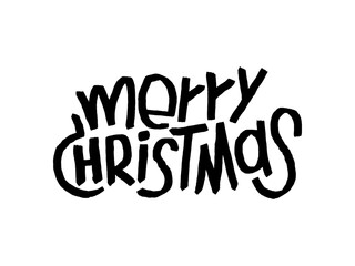 Merry Christmas vector brush lettering. Hand drawn modern brush calligraphy isolated on white background. Christmas vector ink illustration. Creative typography for Holiday greeting cards, banner