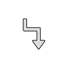 Zig Zag Down icon design with white background stock illustration