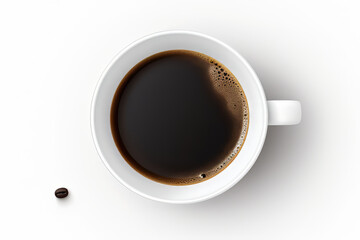 Single cup of coffee, top-down view, even liquid surface
