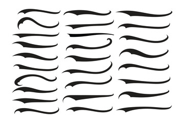 Text Tails Swoosh Baseball Sign, Typography font curve tail, font swoosh tail ornamental vector, baseball tail shape for text ornaments football or athletics tail, ornamental swash underline Swirl
