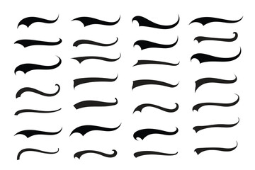 Text Tails Swoosh Baseball Sign, Typography font curve tail, font swoosh tail ornamental vector, baseball tail shape for text ornaments football or athletics tail, ornamental swash underline Swirl
