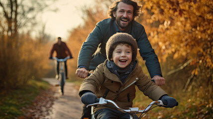 Family Fun on Two Wheels: Father and Son Cycling Joy