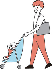 ベビーカーを押す男性