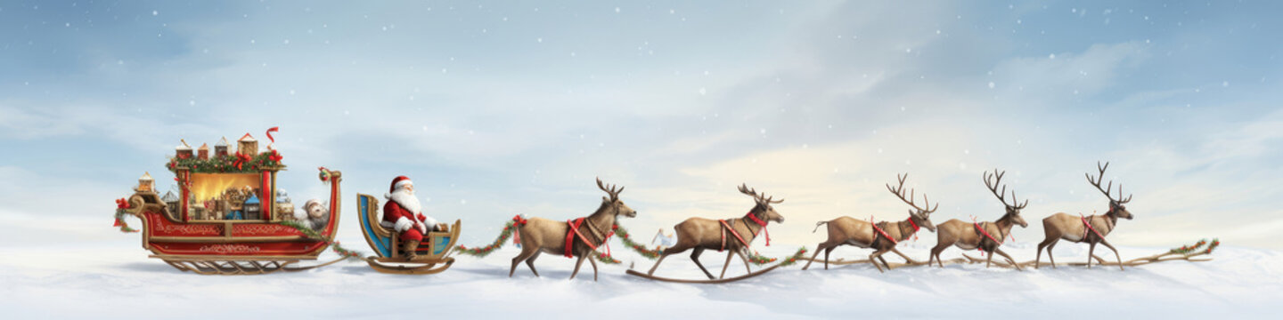 Santa Claus and the raindeer 