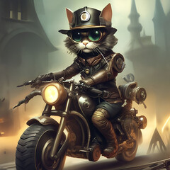 a cat on a bike