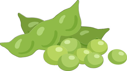 Edamame, vegetable, organic, protein, vegetarian, vegan, healthy, green, plant, nutrition, illustration, icon, vector,