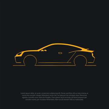 Simple car logo vector line art style for automotive dealer and custom transportation repair. body car silhouette. Vintage modern look, memorable, clean, unique. apply to web, wall, front office, app