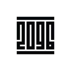 2096 Happy New Year Text Logo Design Template, Isolated on White Background