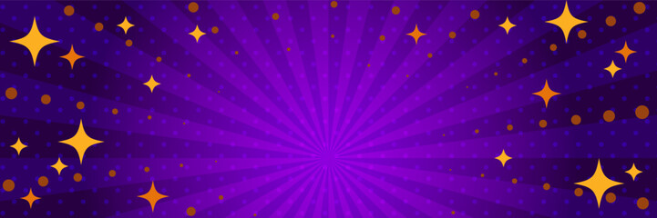 Obraz premium キラキラ輝くポップでかわいい集中線の背景（ハロウィンカラー）