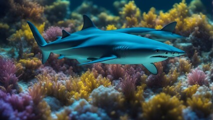 hunting shark in the ocean