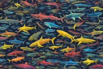 background pattern of sharks