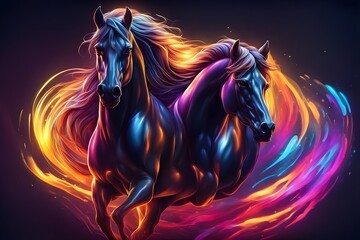 vector of horses