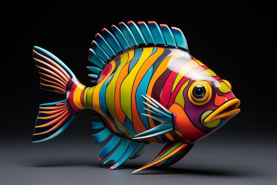 Colorful Fish With Bold Stripes And A Unique Face. Generative AI