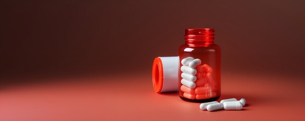 medicine capsule pill spilled from the bottle copy space ai generate