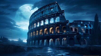 Naklejka premium colosseum at night
