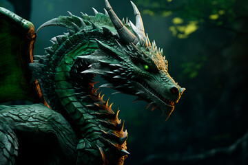 Terrible green dragon. Chinese symbol of the new year