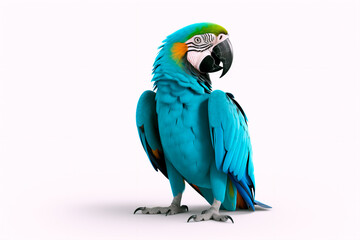 Beautiful blue parrot on a white, isolated background