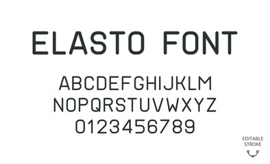 Minimal style vector line font with editable stroke. English alphabet with letters and numbers 
