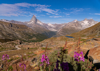 view of the famous Matterhorn on a hike in Zermatt, Switzerland