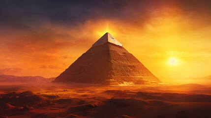 pyramids at sunset - obrazy, fototapety, plakaty