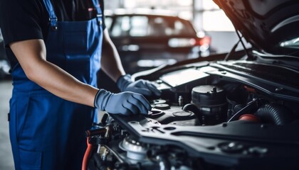 Car Mechanic Holding Clipboard and Checking for Maintenance