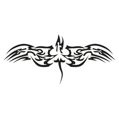 Dragon tribal tattoo. Celtic pattern. Vector drawing. Black silhouette on a white background.
