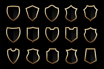 golden black shield badge collection