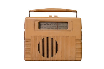 Old radio receiver isolated on white background.
