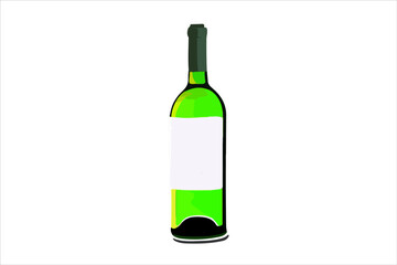 Vector wine watercolor bottle isolated on transparent background.