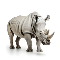 Obraz premium Rhino rhinoceros standing side view isolated on white background.